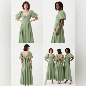 Abercrombie & Fitch Hardware Drama Puff Sleeve green Maxi Dress size SP